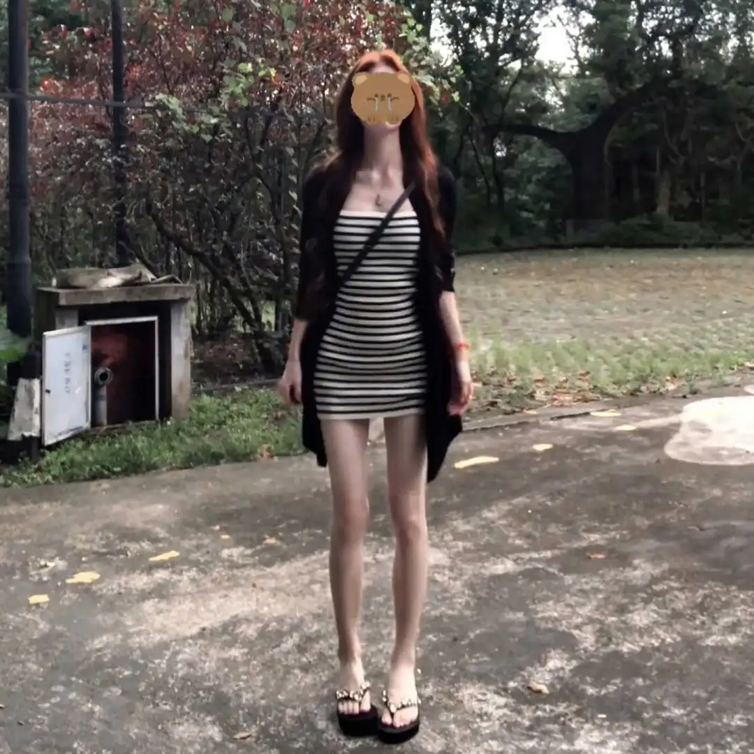 辣妹御姐风条纹针织吊带洋装子女夏季202