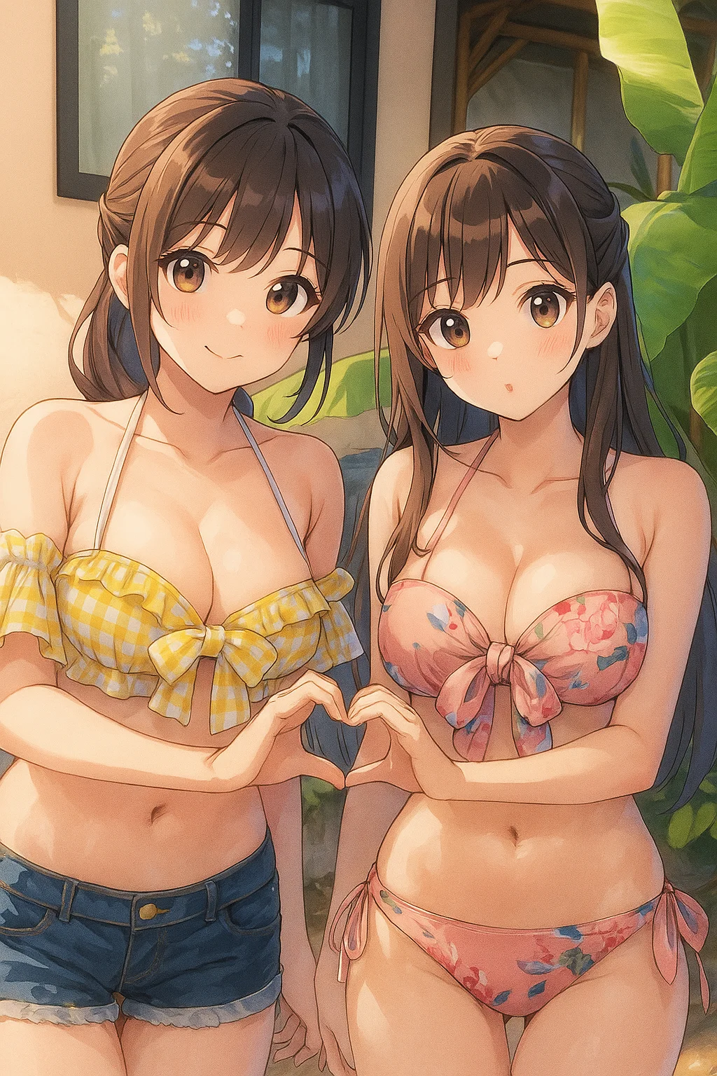 双姝比基尼秀，夏日友爱共欢颜