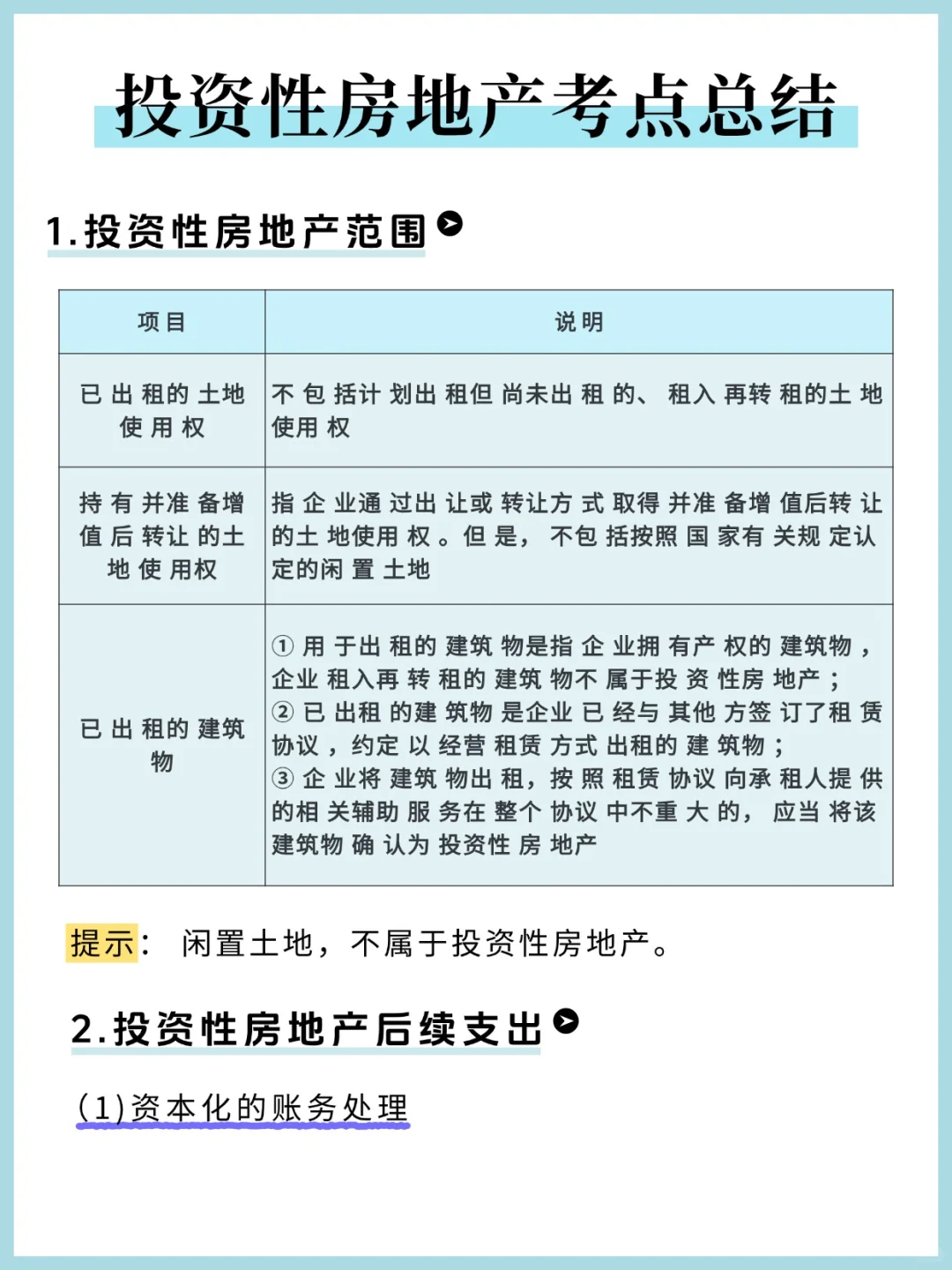 救命！投资性房地产考点，4 页纸全拿捏