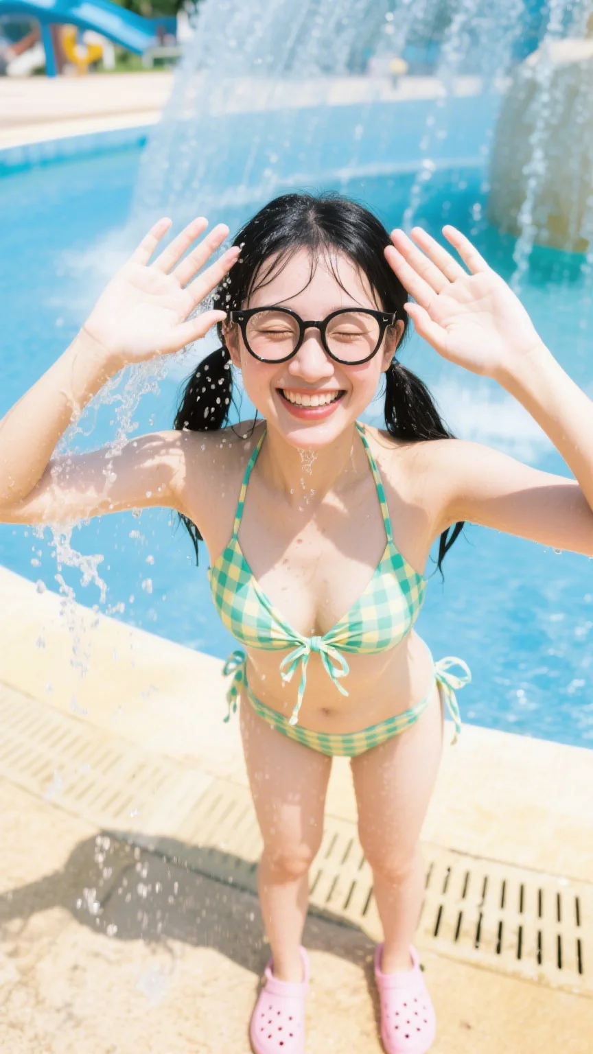 抓住夏天的尾巴去水上游乐场🏊，水里太快