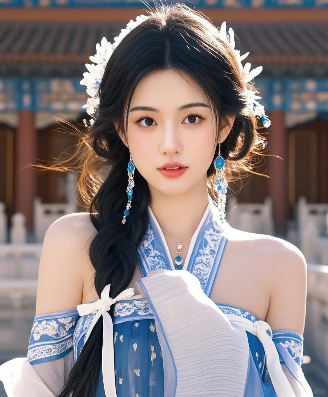 美人壁纸｜古风佳人，发丝轻舞，闪耀光泽。