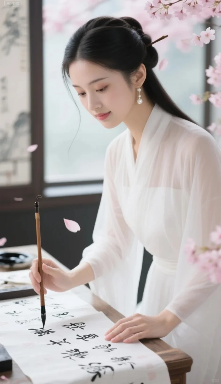 赏花写字，可真是个雅事🌸东方美女古韵