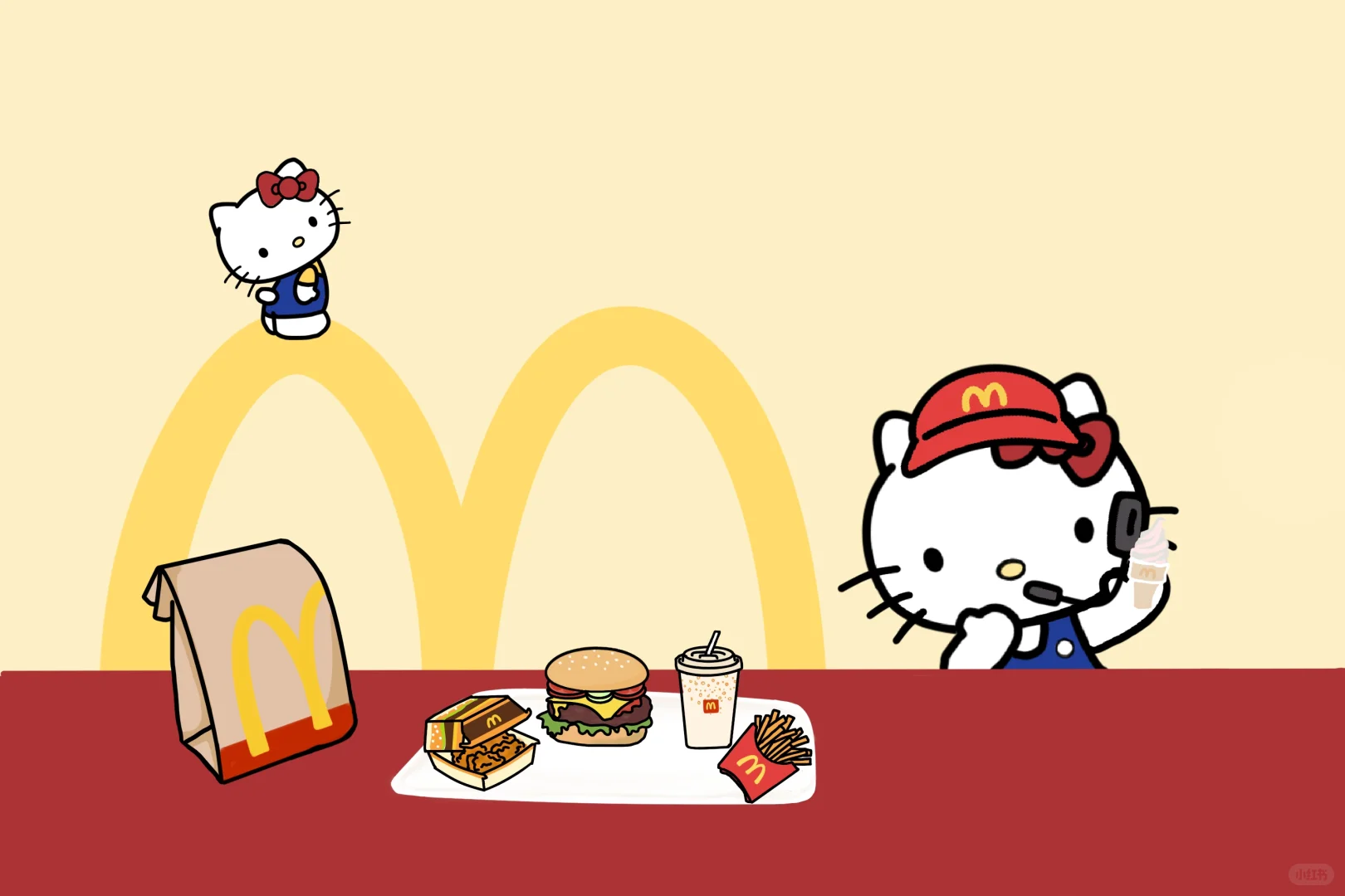 HelloKitty麦当劳营业啦|平板壁纸