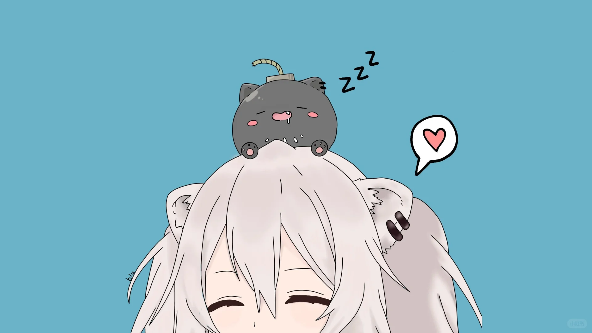 平板壁纸//好可爱的小猫咪！猫娘