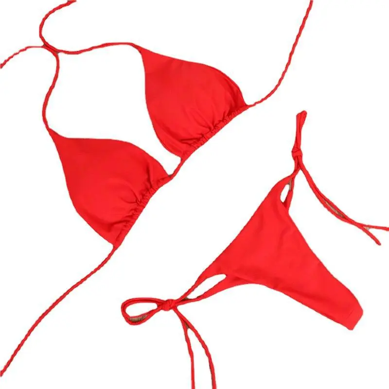 欧美风挂脖系带比基尼👙性感炸裂套装