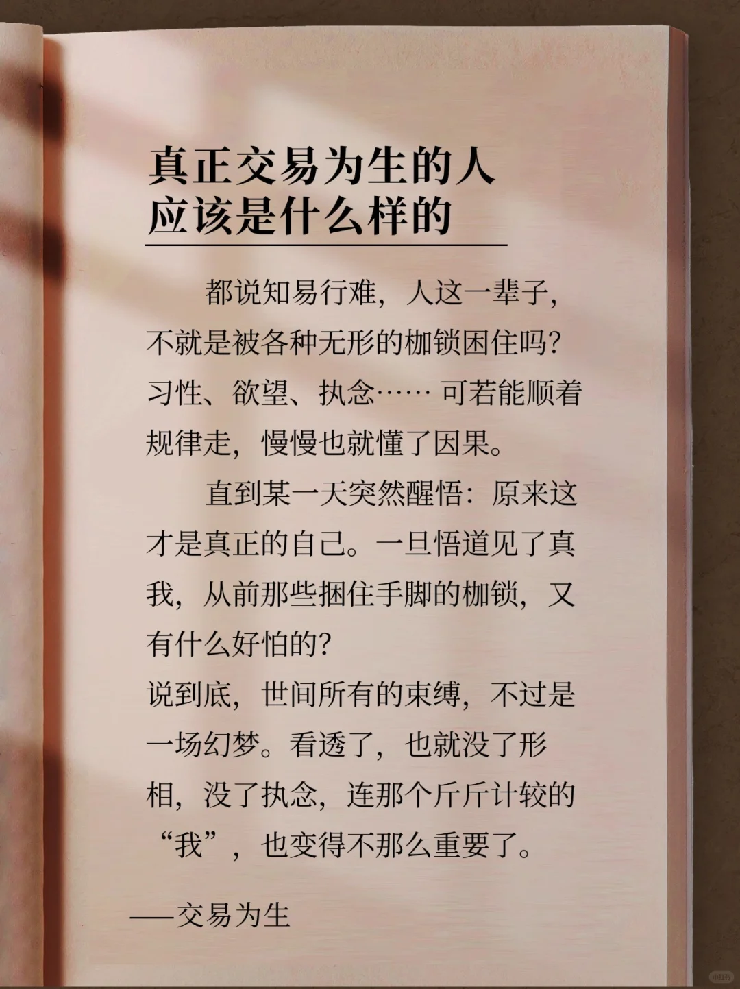 忘掉执念，沉下心享受交易本身。