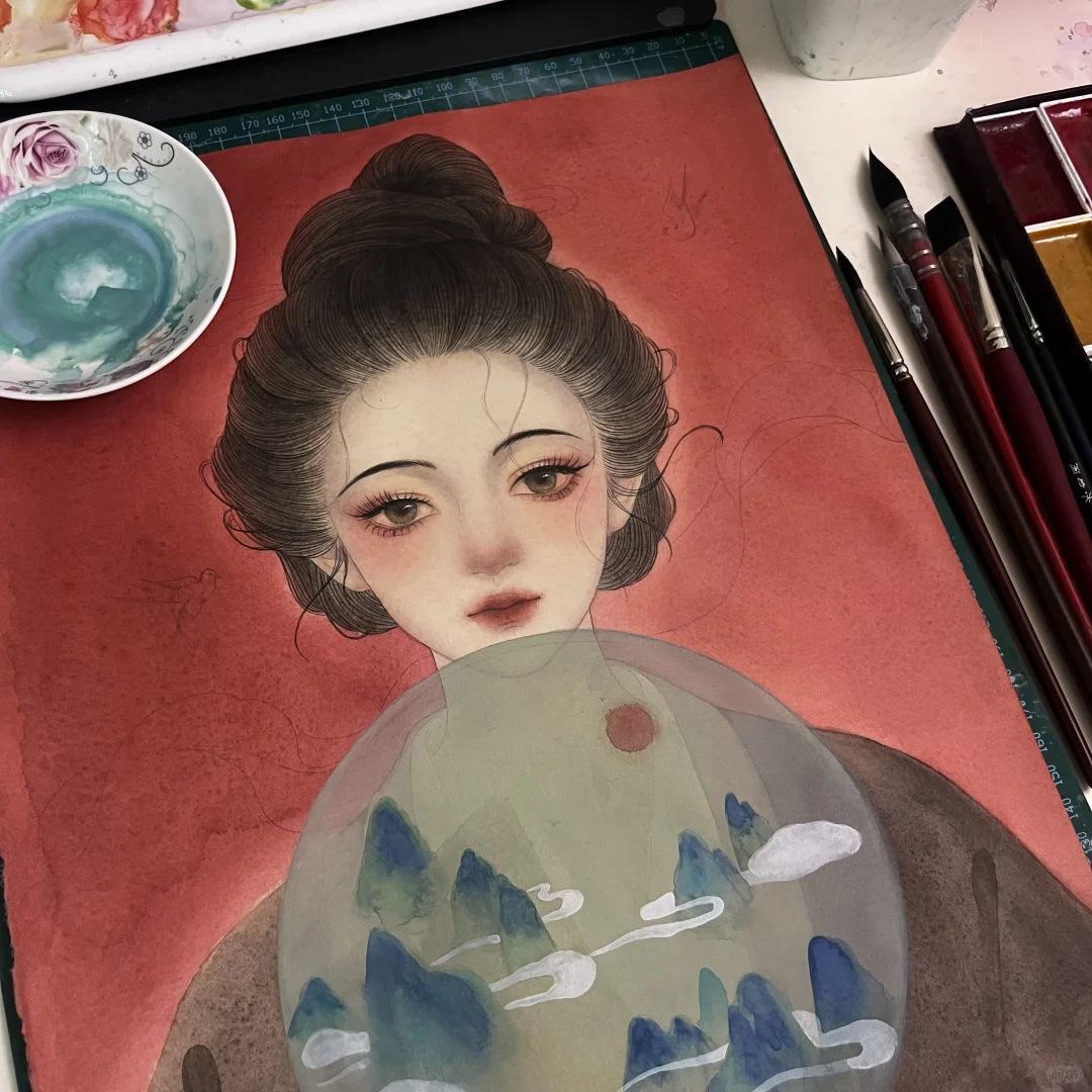 水彩手绘 大唐美人