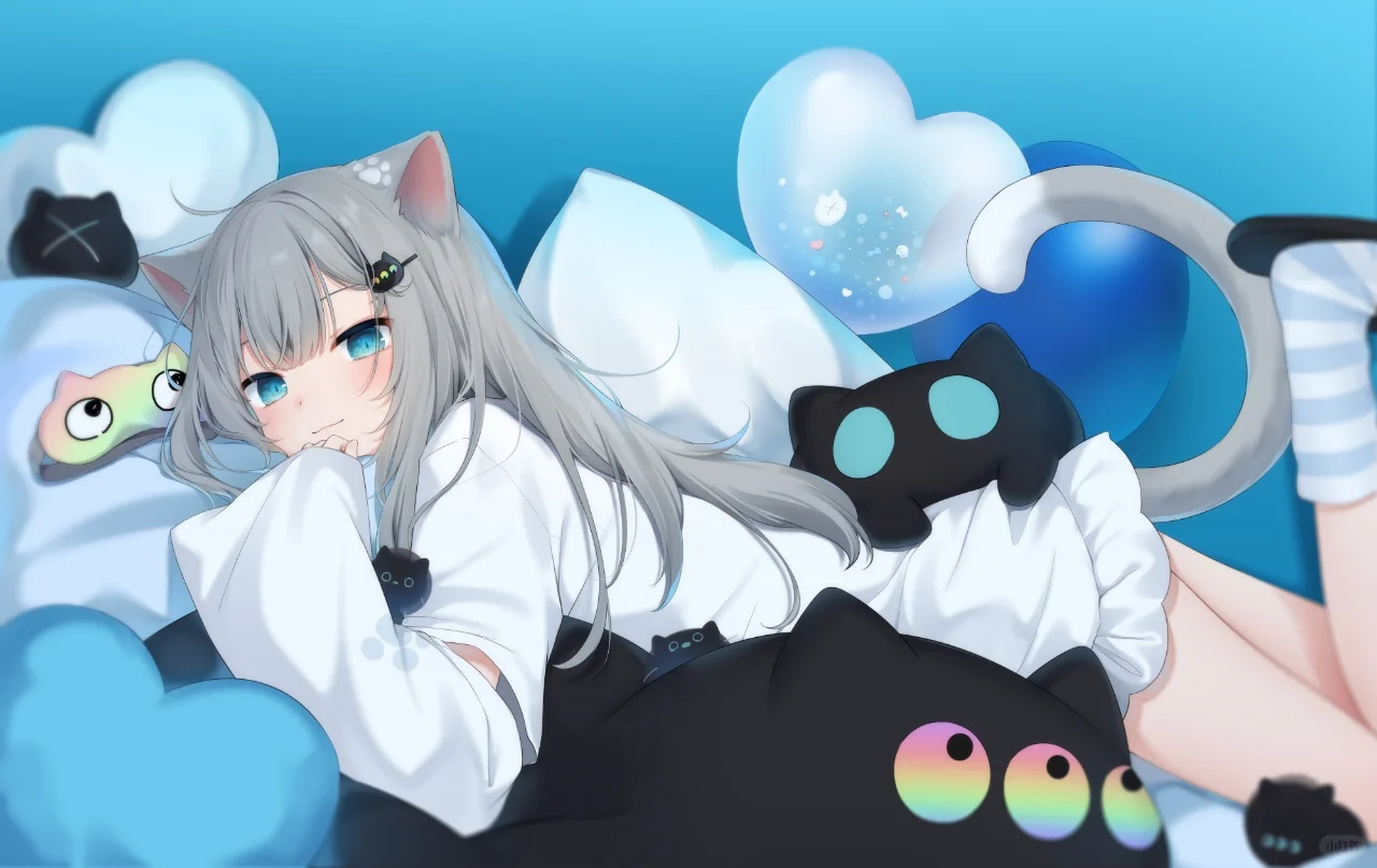 平板壁纸//好可爱的小猫咪！猫娘