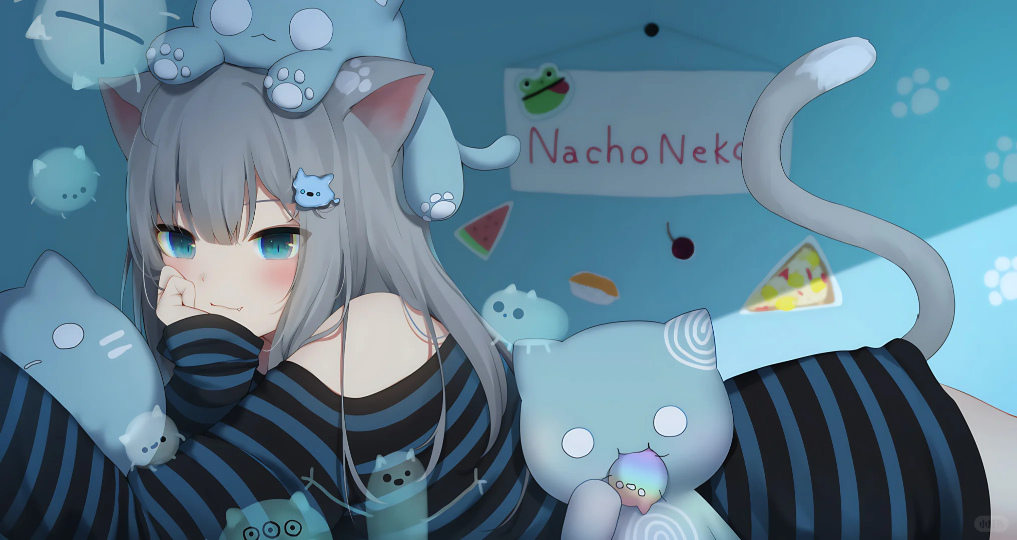 平板壁纸//好可爱的小猫咪！猫娘