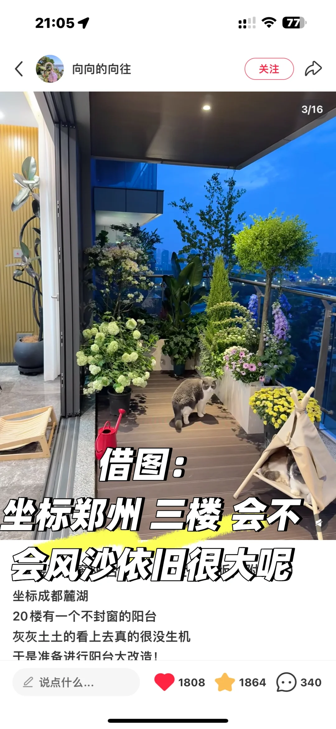 因为这个阳台租了个1300三室两卫的空房