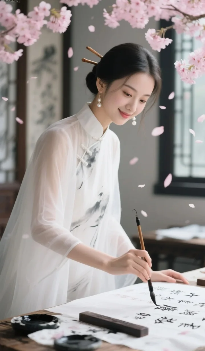 赏花写字，可真是个雅事🌸东方美女古韵