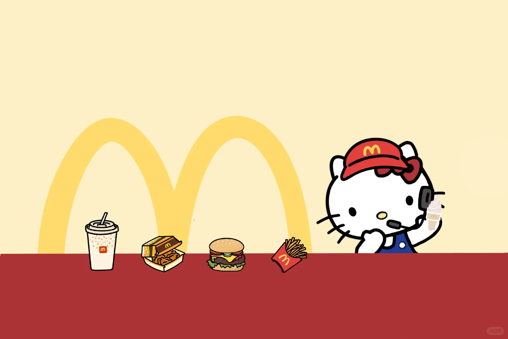 HelloKitty麦当劳营业啦|平板壁纸