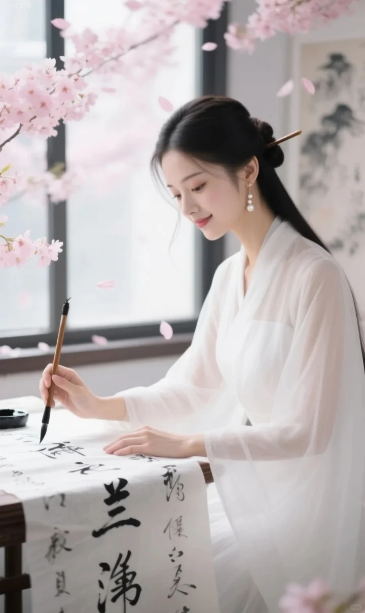 赏花写字，可真是个雅事🌸东方美女古韵
