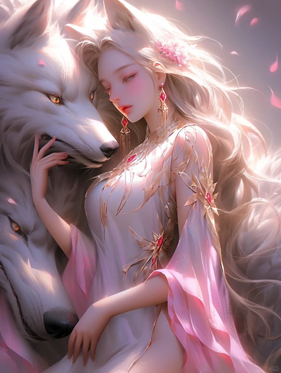 白狐出没似灵仙，媚眼妖娆有万年