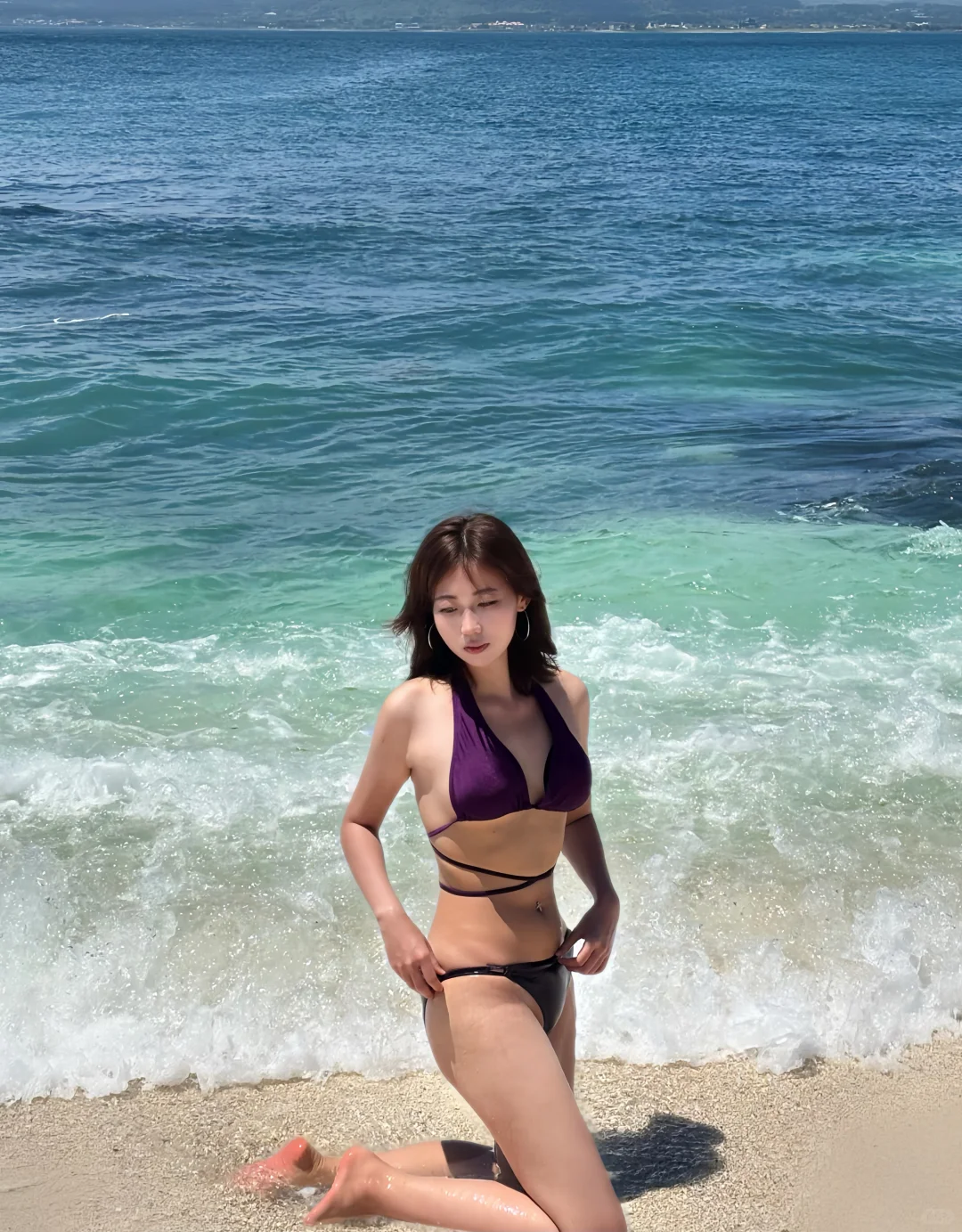 人生第一次穿比基尼在济州岛。咋这么热。