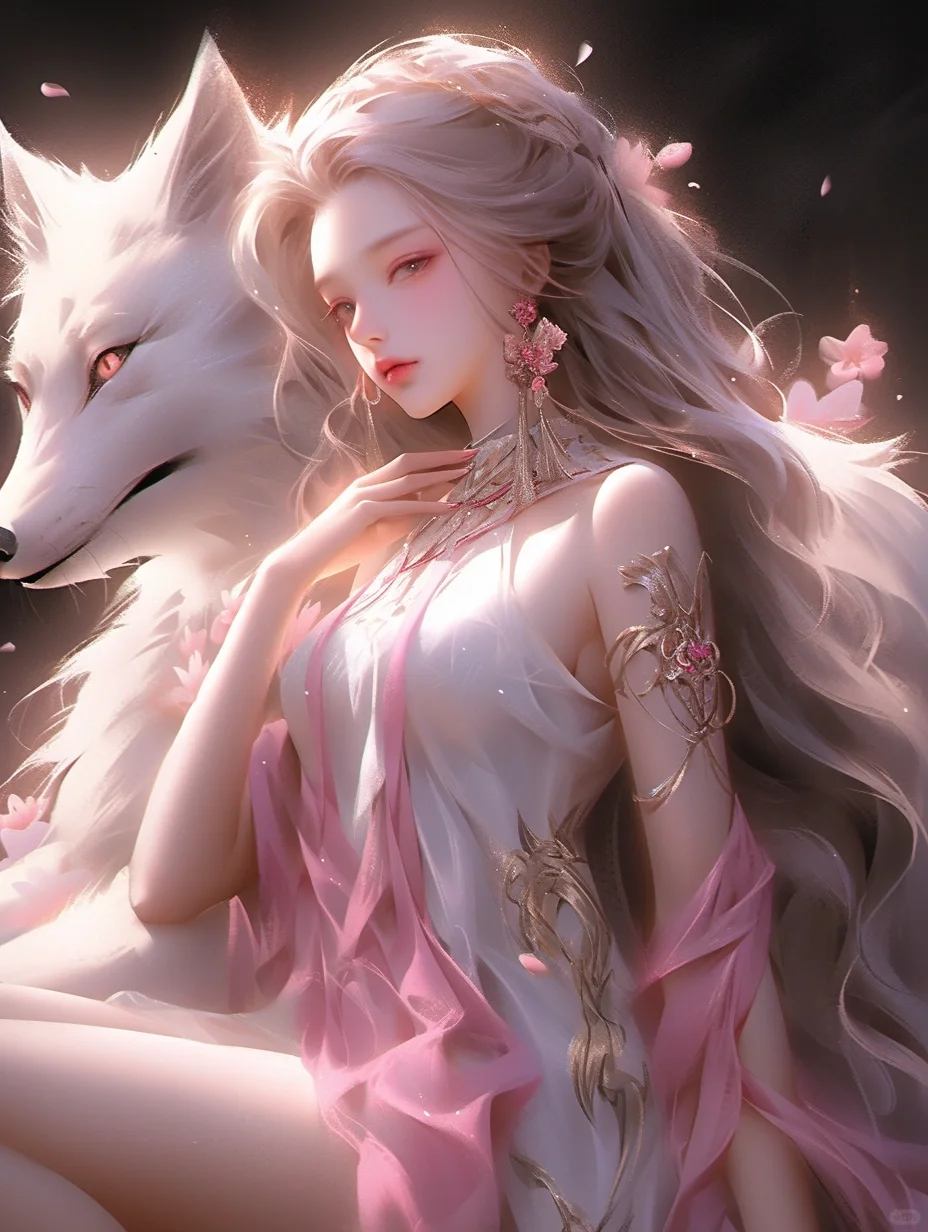 白狐出没似灵仙，媚眼妖娆有万年