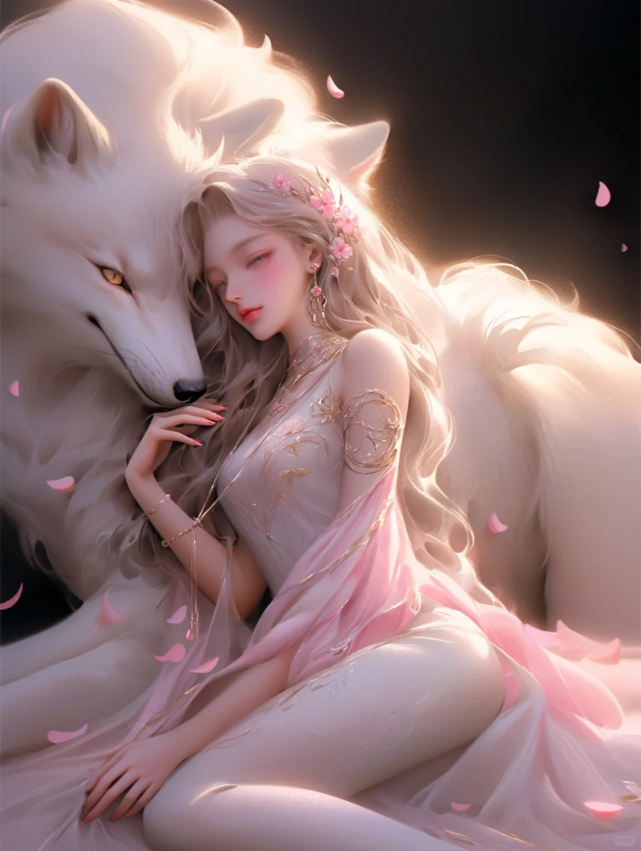 白狐出没似灵仙，媚眼妖娆有万年