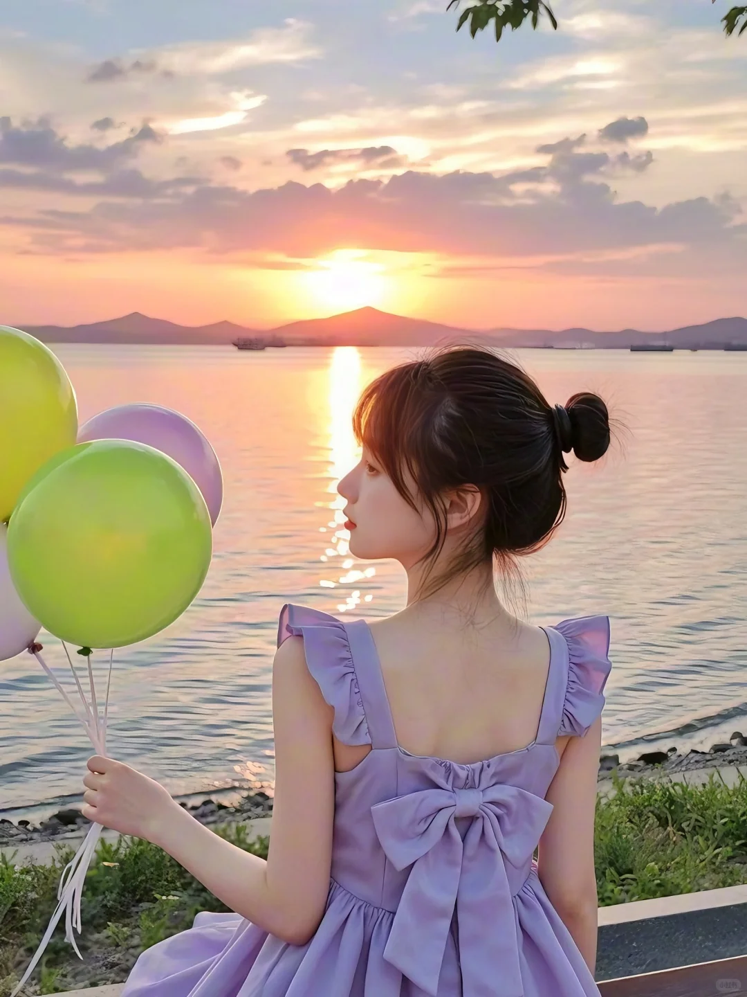 女生头像💜💜夏日氛围感背影温柔女头
