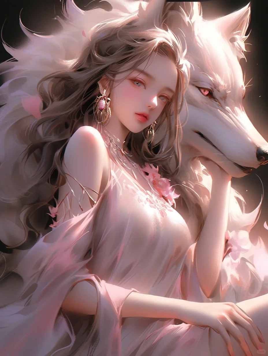 白狐出没似灵仙，媚眼妖娆有万年