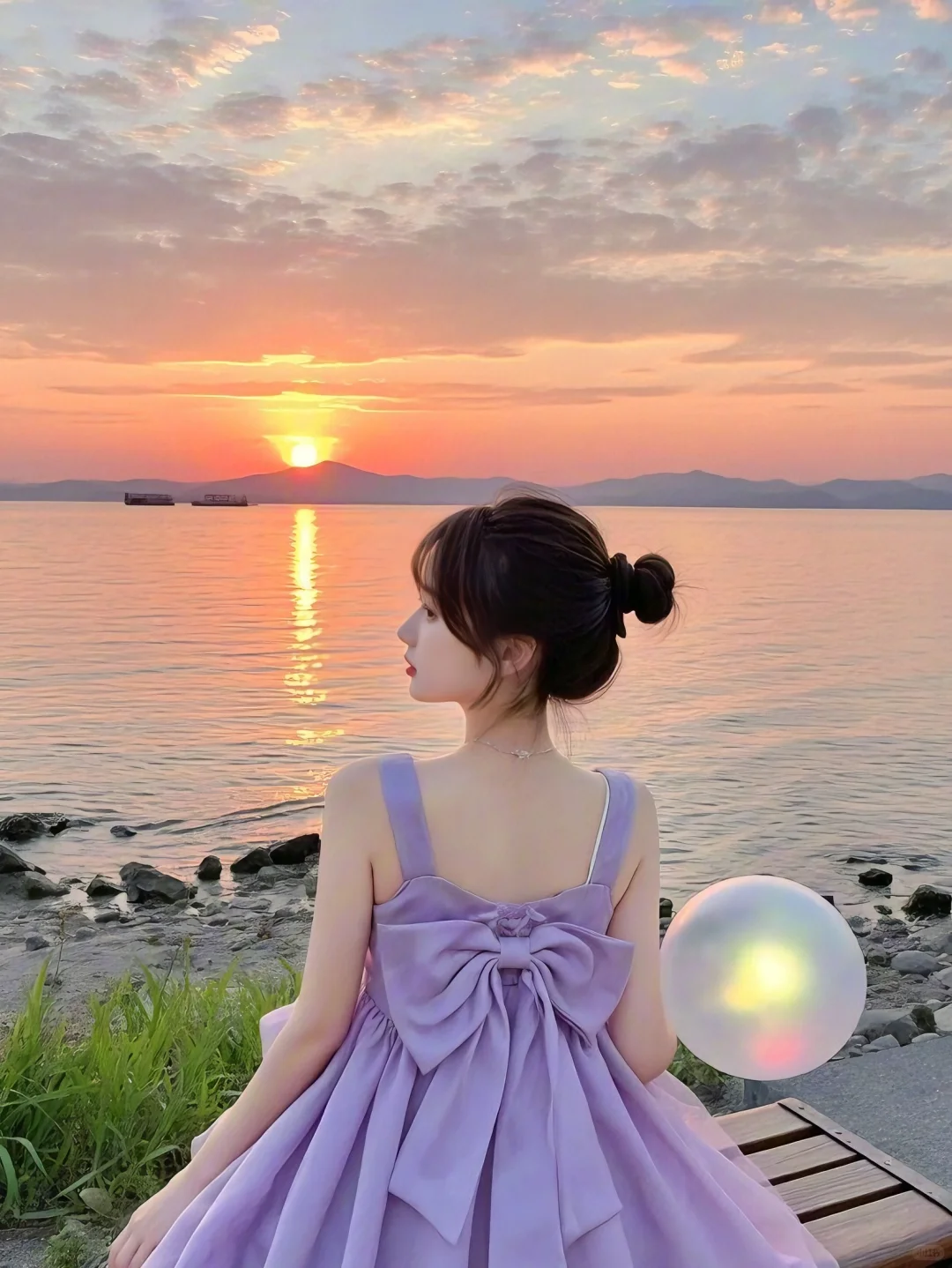 女生头像💜💜夏日氛围感背影温柔女头