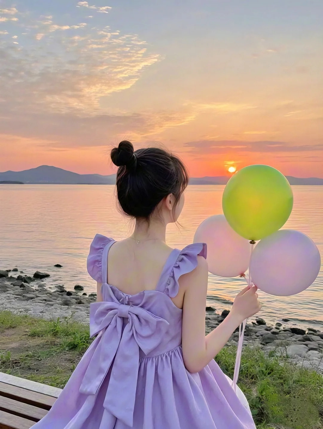 女生头像💜💜夏日氛围感背影温柔女头