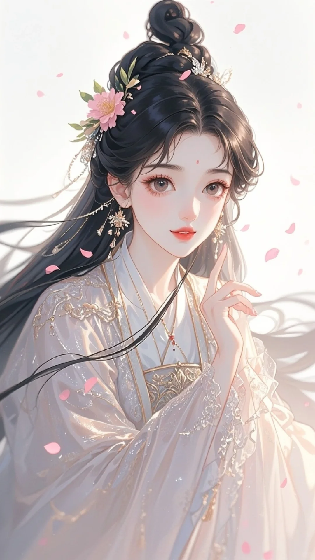 薄纱轻裹映娇容，雾霭氤氲意韵浓