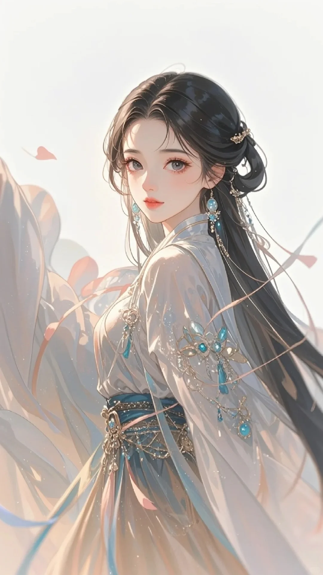 薄纱轻裹映娇容，雾霭氤氲意韵浓