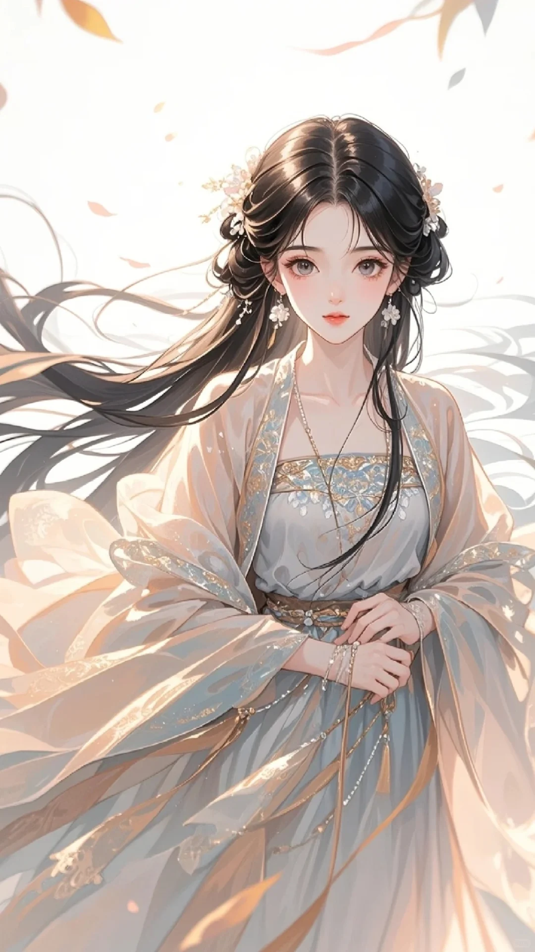 薄纱轻裹映娇容，雾霭氤氲意韵浓