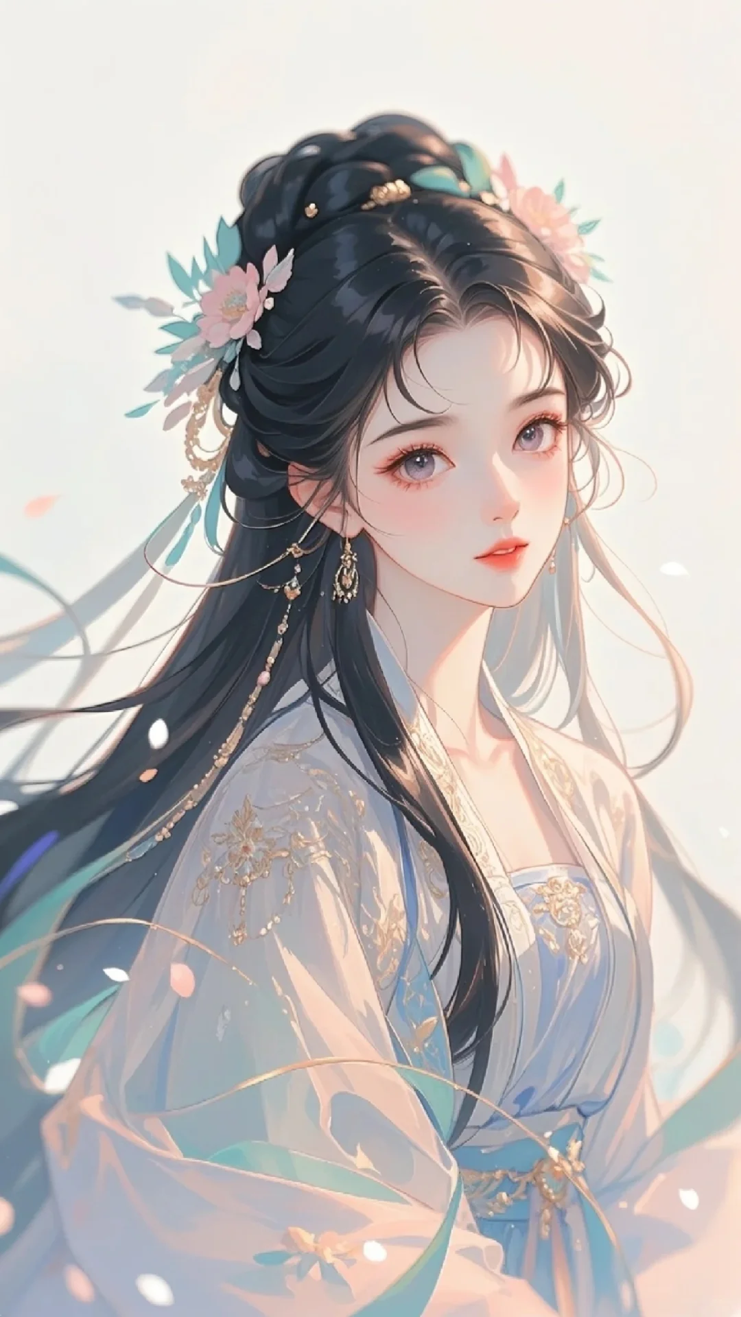 薄纱轻裹映娇容，雾霭氤氲意韵浓