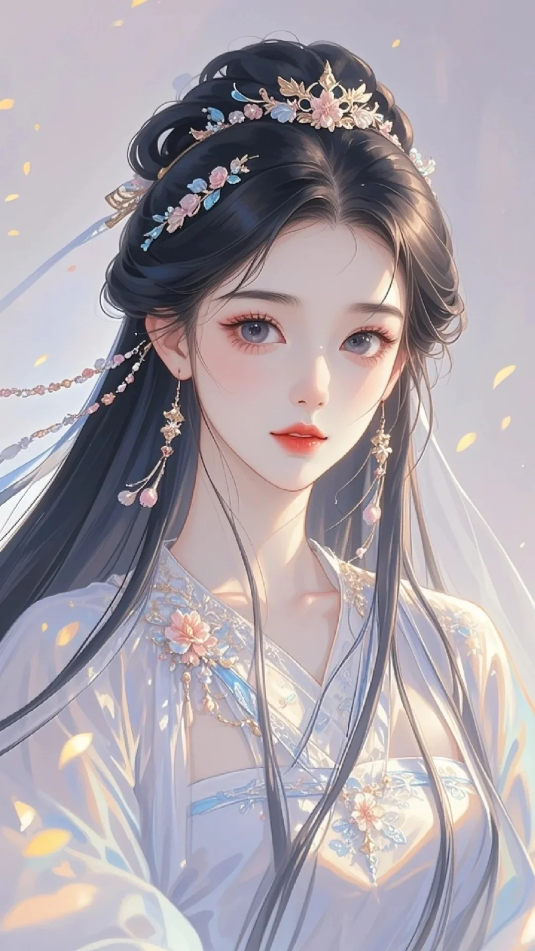 薄纱轻裹映娇容，雾霭氤氲意韵浓