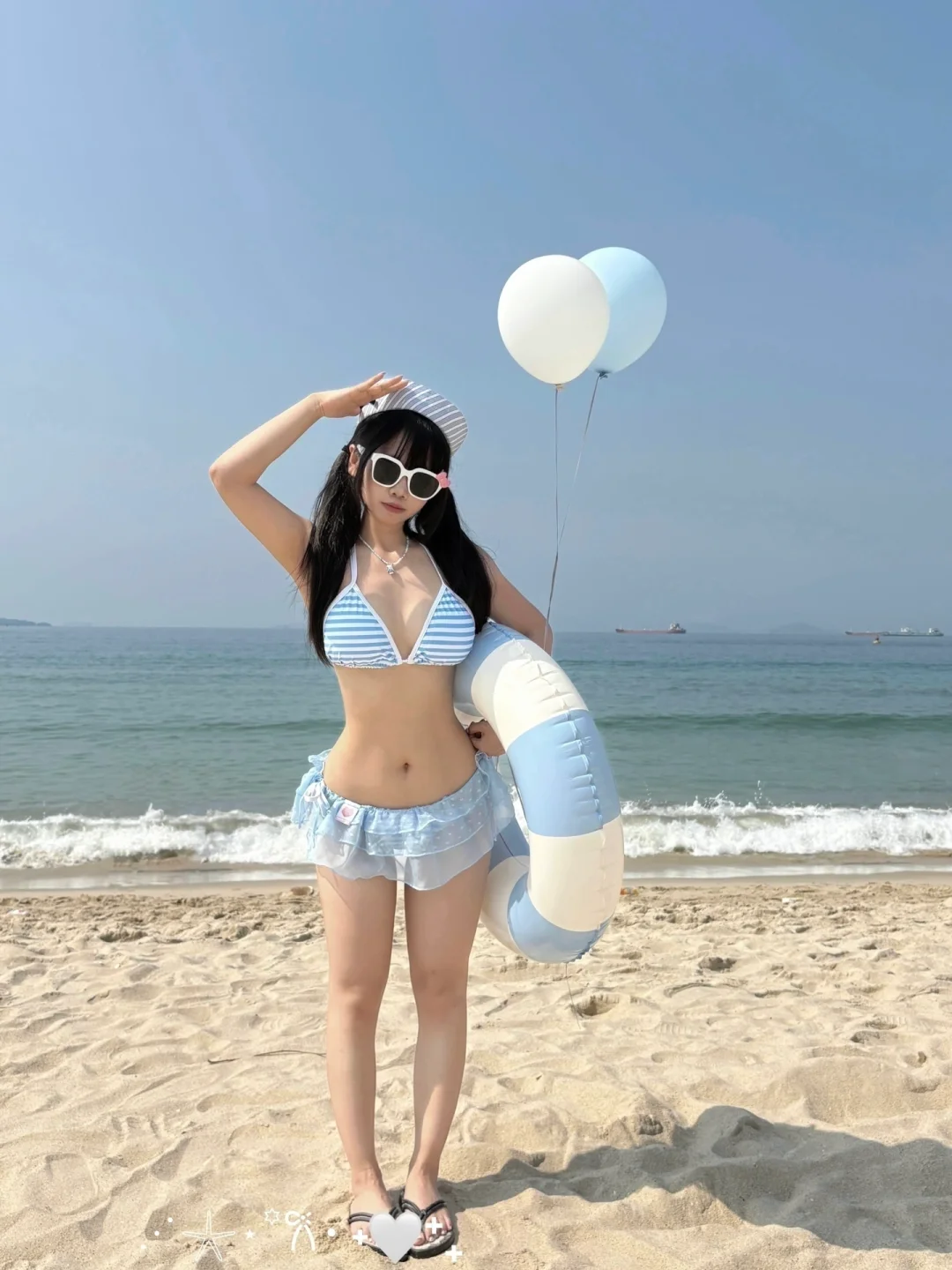 153 98斤 当健身女孩去海边🏖️