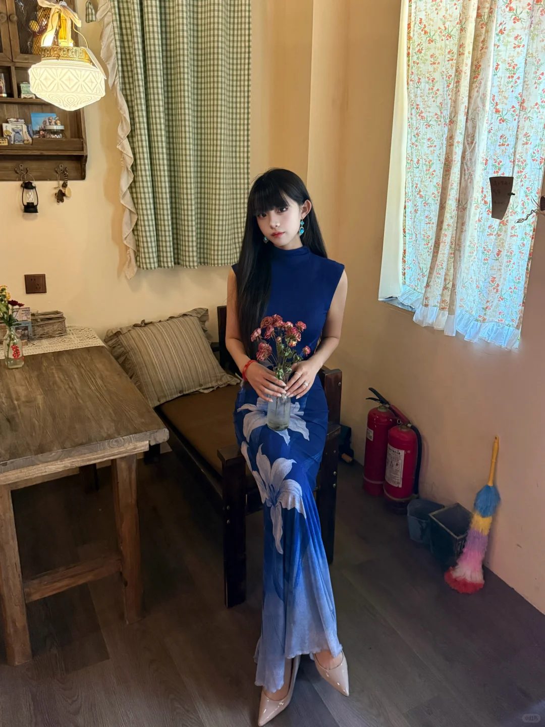 花小钱当大美女！80r蓝调绝美旗袍裙好显身材