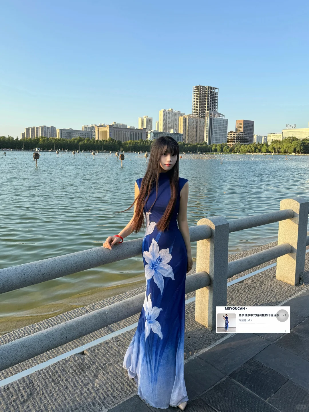花小钱当大美女！80r蓝调绝美旗袍裙好显身材