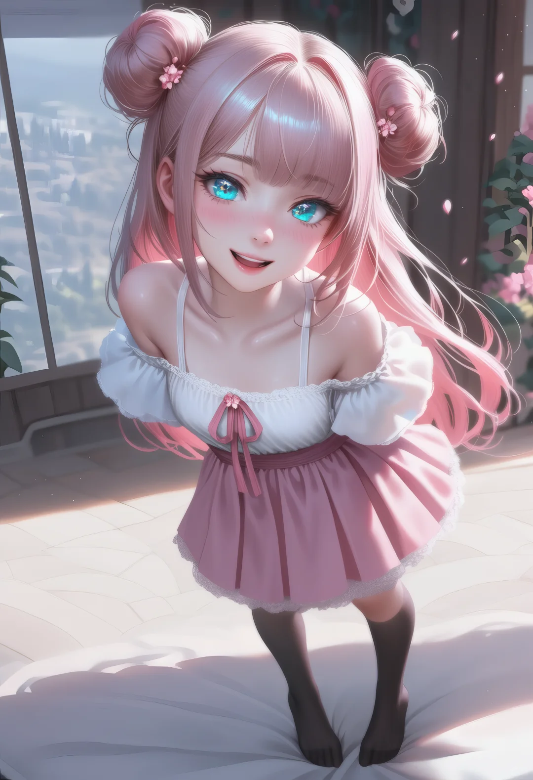原创角色｜粉发丸子头小萝莉