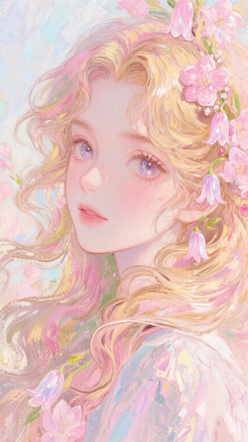 莫奈风格油画，花神之女