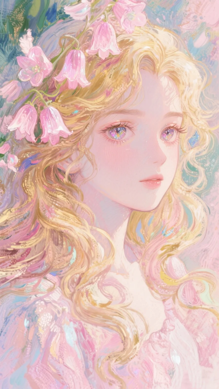 莫奈风格油画，花神之女