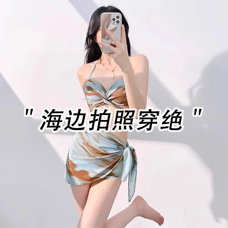 2025新款性感纯欲风温泉比基尼三件套