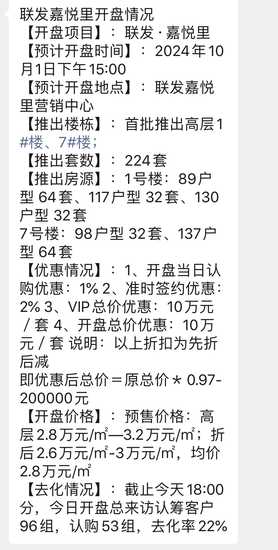 联发嘉悦里开盘数据两个版本