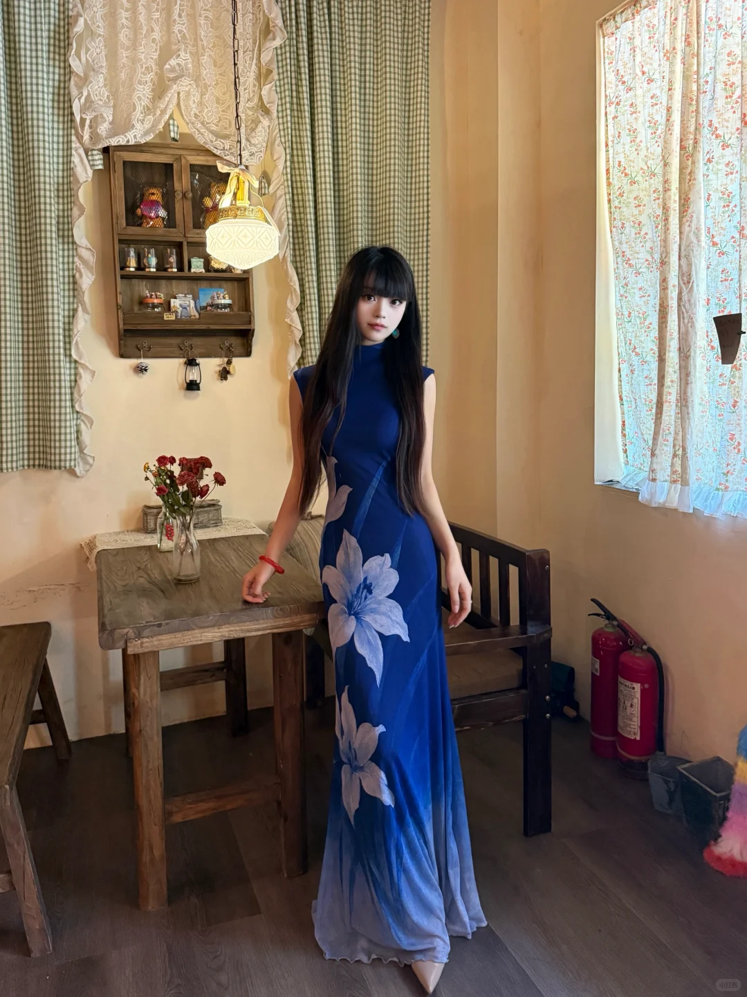 花小钱当大美女！80r蓝调绝美旗袍裙好显身材