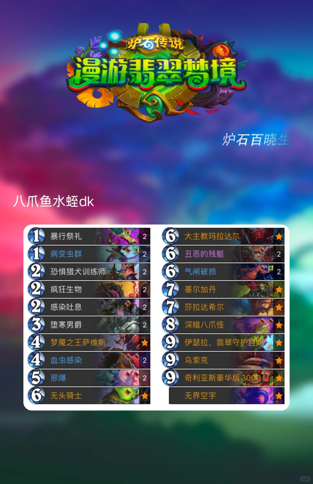 炉石传说新版本首日环境—水蛭dk独领风骚