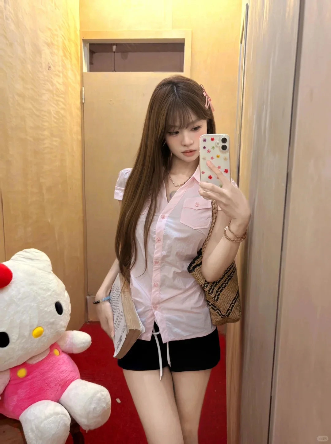 小个子福音！粉色收腰短袖衬衫太甜了💗
