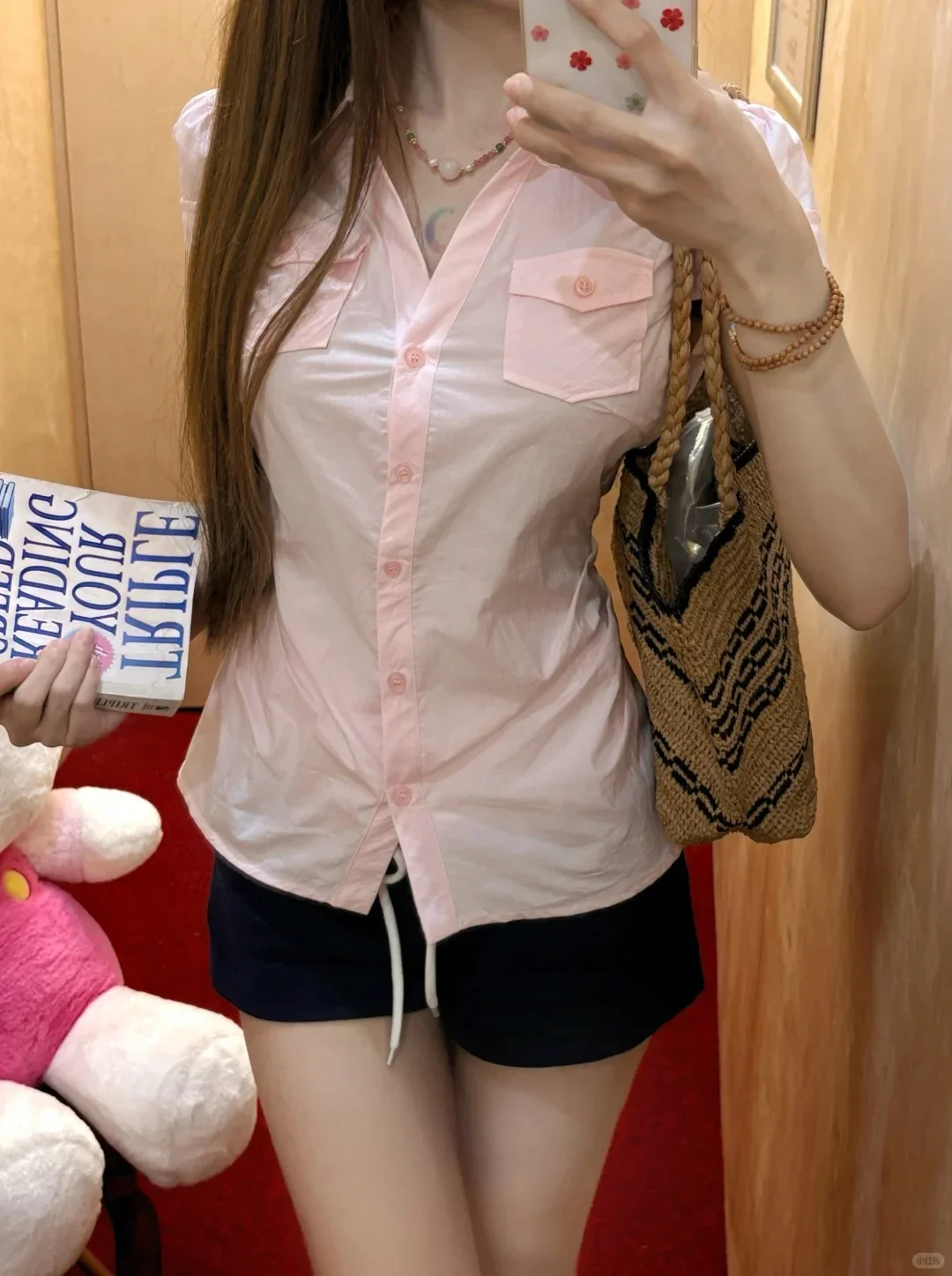 小个子福音！粉色收腰短袖衬衫太甜了💗