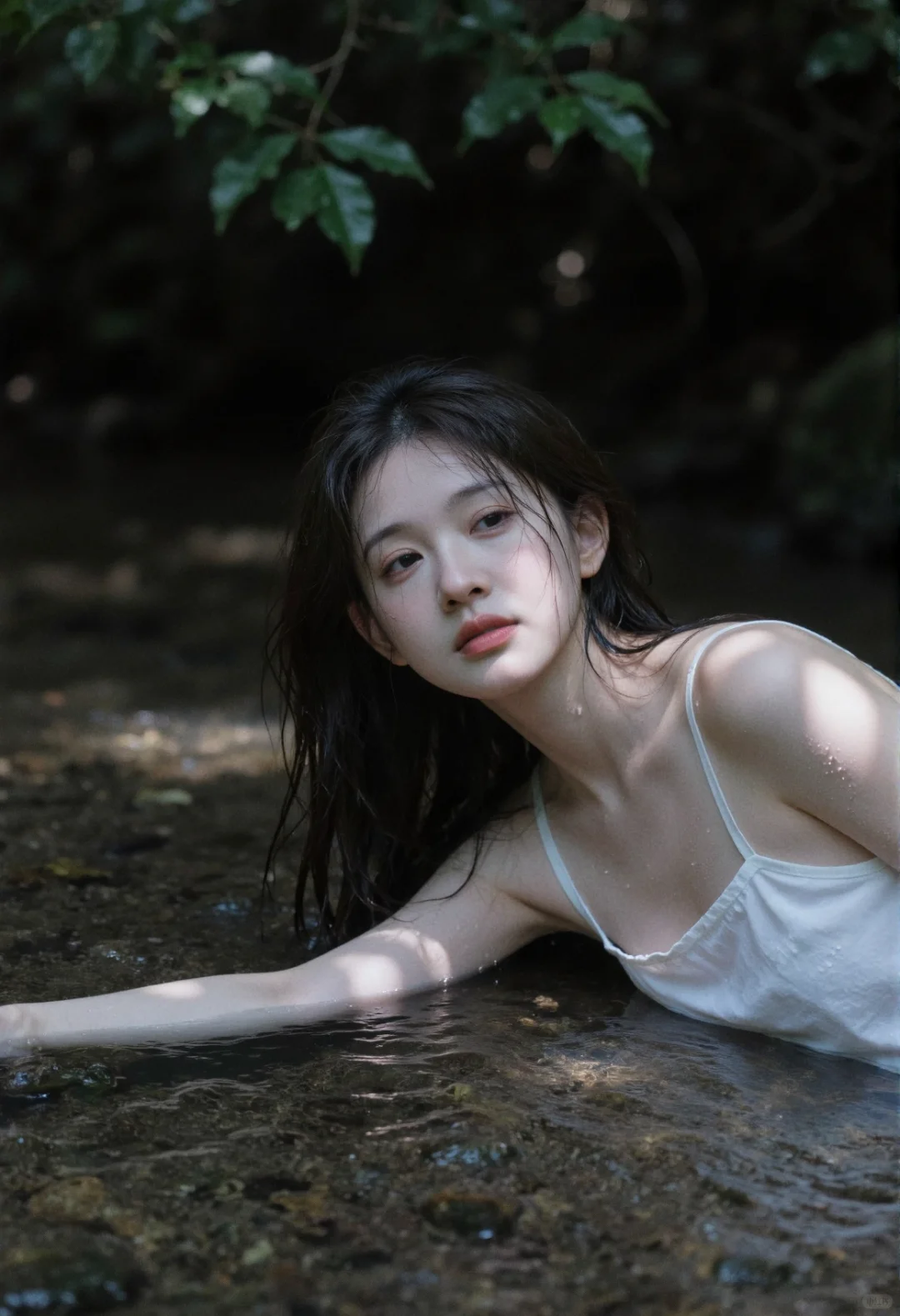 真的有仙女在溪水里拍写真！