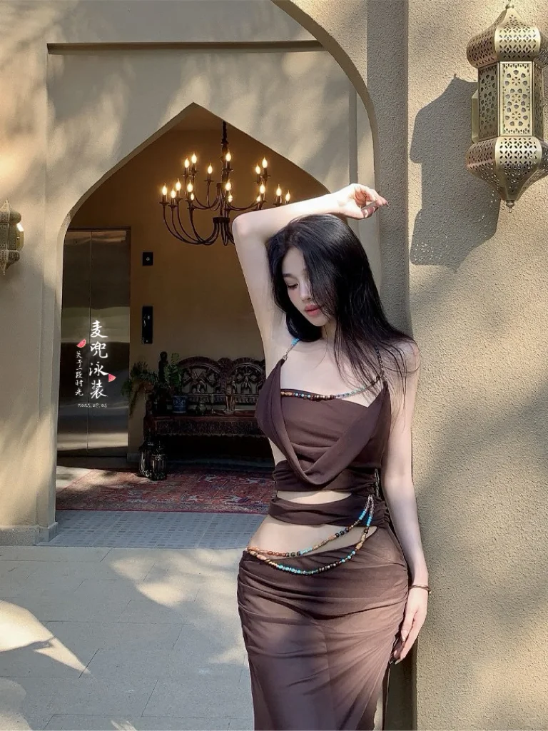 美拉德色系显瘦显白度假泳衣👙超美～比基尼