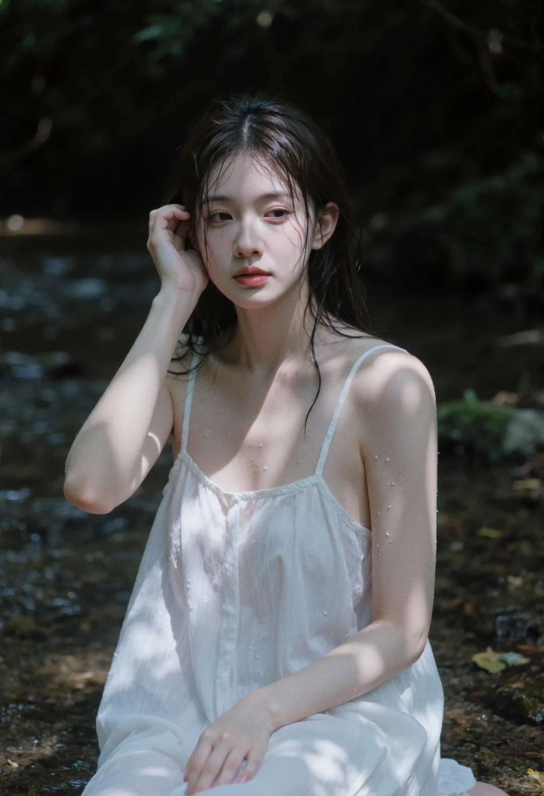 真的有仙女在溪水里拍写真！