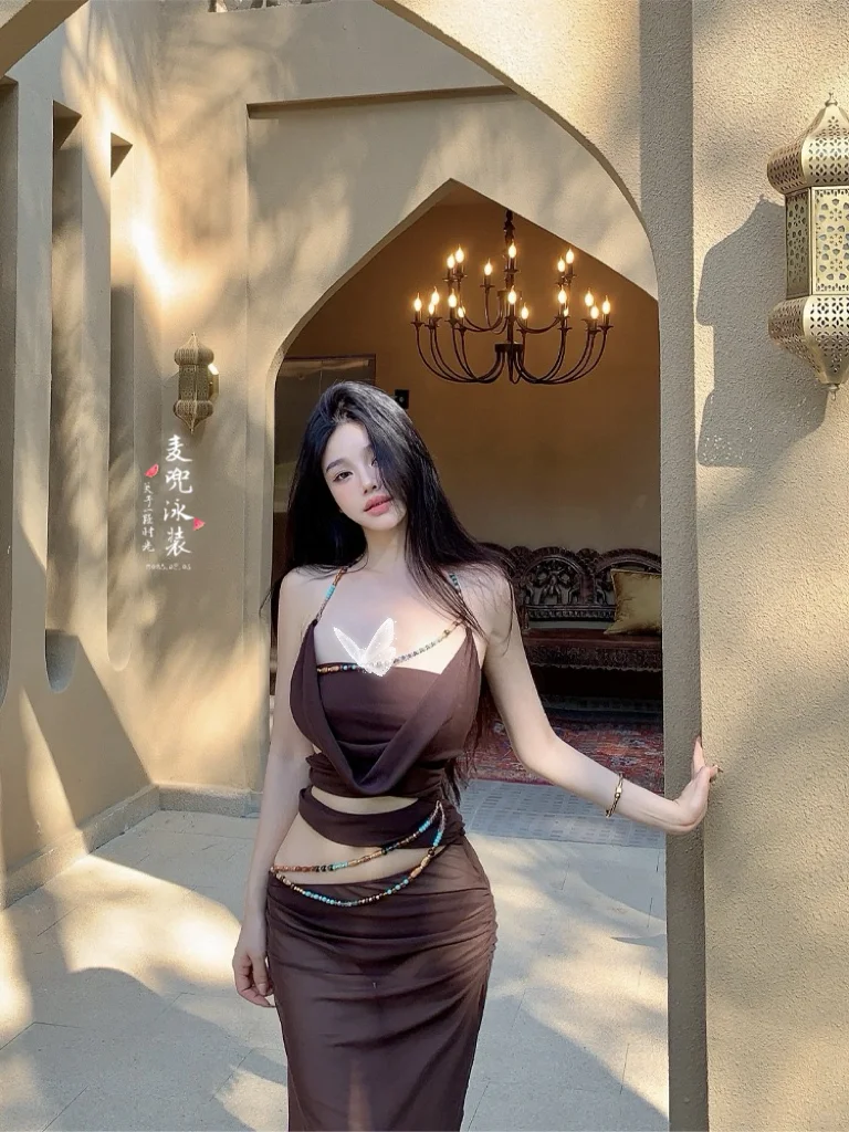 美拉德色系显瘦显白度假泳衣👙超美～比基尼