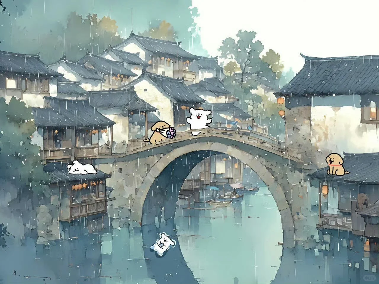 线条小狗第七弹iPad壁纸