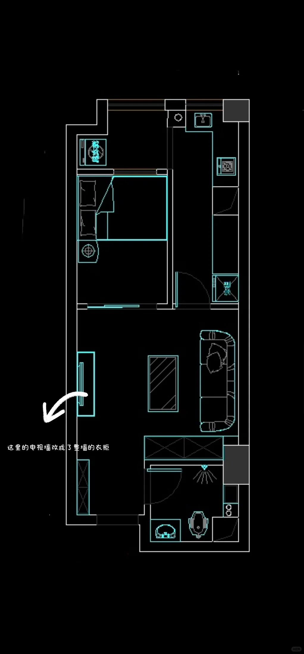 36平一室一厅｜长方形户型参考🏠