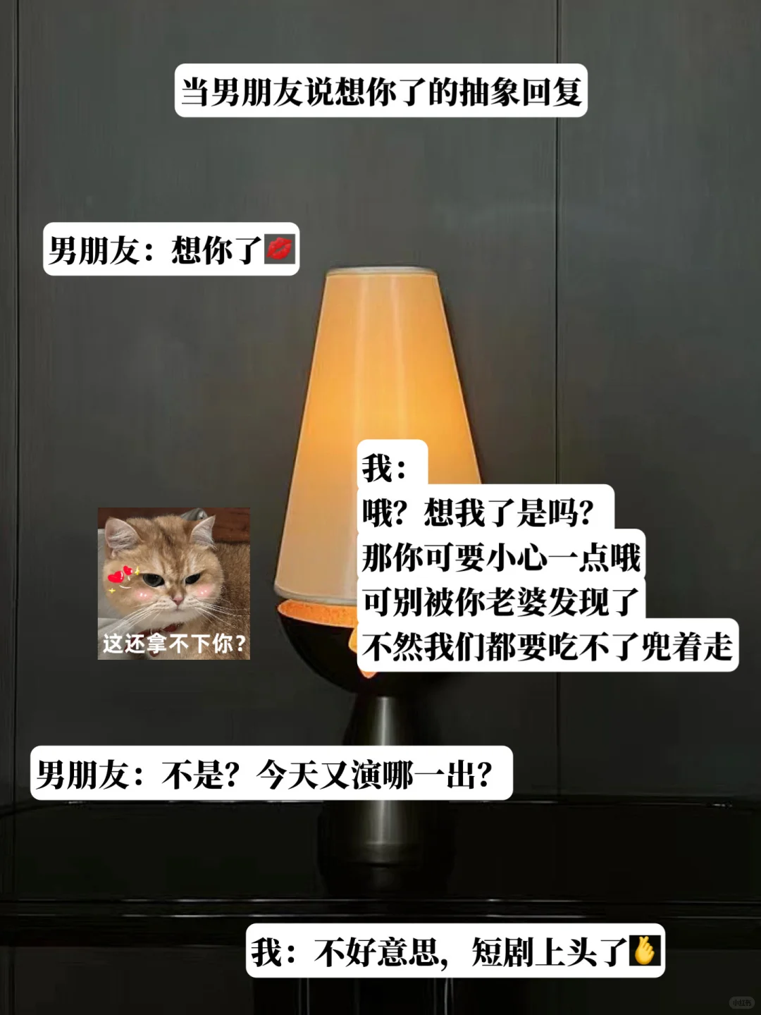 男朋友说想你了的有趣回复，抽象的！