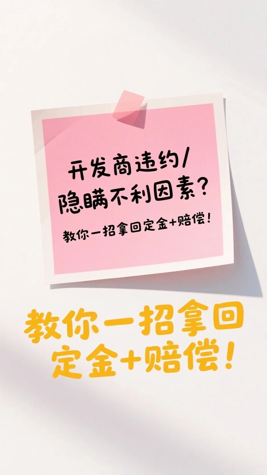 开发商违约/隐瞒不利因素？教你一招拿回定金